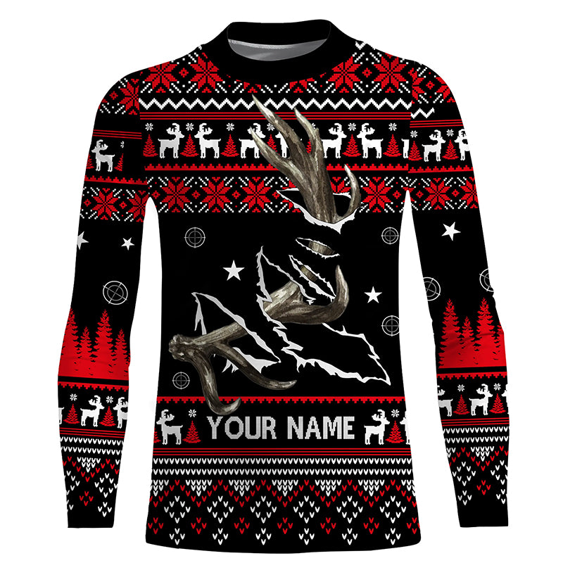 Funny Ugly Sweater pattern Deer shed Hunting Custom All over print Shirts, Christmas shirt for hunter NQS4466