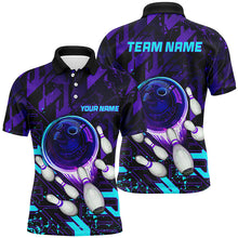 Load image into Gallery viewer, Mens Bowling polo shirts Custom purple blue abstract Bowling Team league Jerseys, bowling gifts NQS7096