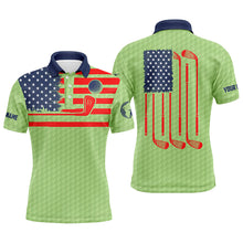 Load image into Gallery viewer, American flag patriotic Men golf polo shirts custom name green golf polo shirt mens, unique golf gifts NQS6479