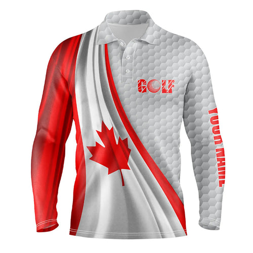 Canadian flag white golf ball skin Mens golf polo shirts custom name patriotic golf tops for mens NQS6740