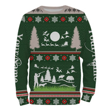 Load image into Gallery viewer, Hunter Santa funny ugly christmas sweatshirt full print shirts green Christmas pattern , Christmas gift For Adult and kid NQS2565