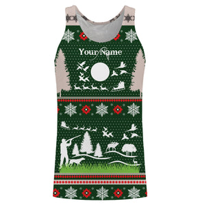 Hunter Santa funny ugly christmas sweatshirt full print shirts green Christmas pattern , Christmas gift For Adult and kid NQS2565