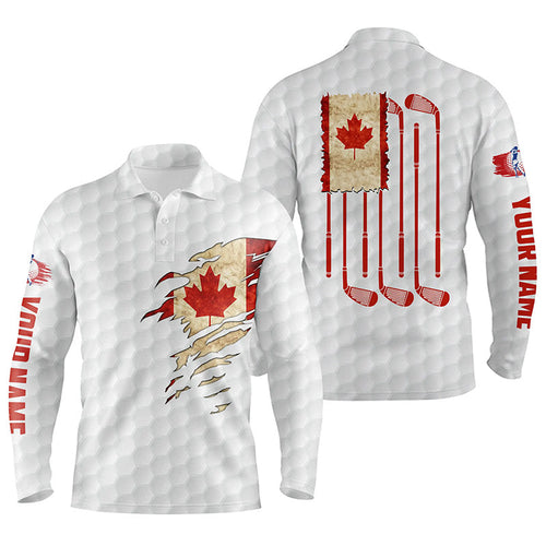 Mens golf polo shirts Canada flag patriot custom name vintage flag golf clubs golf outfit men NQS4468