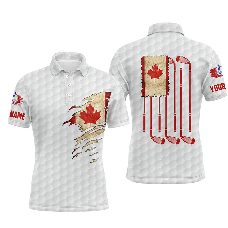 Mens golf polo shirts Canada flag patriot custom name vintage flag golf clubs golf outfit men NQS4468