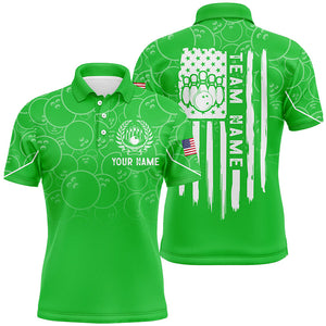 Green bowling camo Mens polo bowling shirts Custom American flag patriotic bowling team league jerseys NQS7216