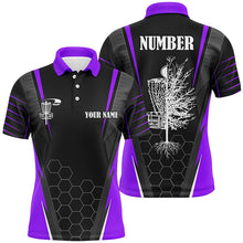 Load image into Gallery viewer, Mens disc golf polo shirt custom frisbee golf shirt, disc basket golf gifts for mens | Purple NQS7105