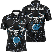 Load image into Gallery viewer, Bowling Bull Thunder Lightning Black Bowling polo shirts for men custom Bowling Team League Jersey NQS6498