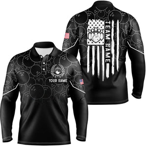 Black bowling camo Mens polo bowling shirts Custom American flag patriotic bowling team league jerseys NQS6760