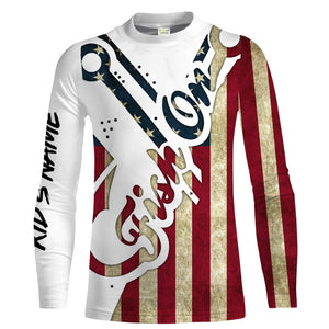 American flag Fish on patriotic fishing 3dfish UV long sleeve shirts Custom fishing apparel NQS1753