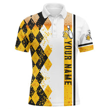 Load image into Gallery viewer, Funny black and yellow argyle Bowling beer Polo shirts for men custom team bowling jerseys for mens NQS6950