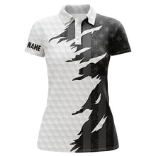 Load image into Gallery viewer, Personalized Womens golf polos shirt custom white golf shirts black american flag ladies golf apparel NQS7121