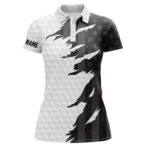 Personalized Womens golf polos shirt custom white golf shirts black american flag ladies golf apparel NQS7121