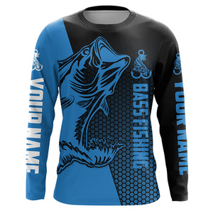 Largemouth Bass fishing UV protection Custom long sleeve fishing shirts, Blue Bass tournament jerseys NQS5138