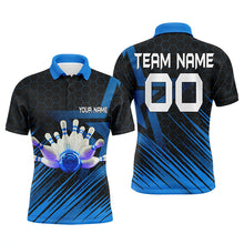 Load image into Gallery viewer, Blue Bowling Shirt For men Custom polo Bowling Jersey 3D Bowling Team Shirt For men NQS5139