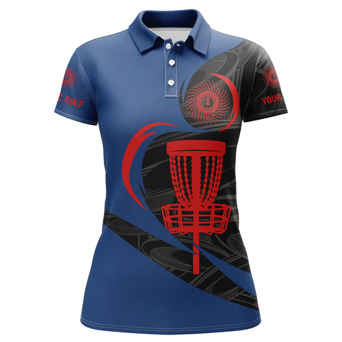 Disc golf basket women polo shirts custom name lady disc golf polo shirts, disc golfing gifts | Blue NQS4694