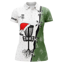 Load image into Gallery viewer, Women disc golf polo shirt Christmas pattern disc golf hole custom Christmas disc golf team shirt NQS6781