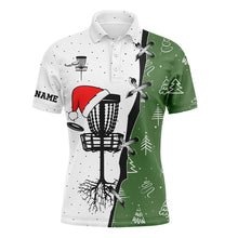 Load image into Gallery viewer, Mens disc golf polo shirt Christmas pattern disc golf hole custom Christmas disc golf team shirt NQS6781