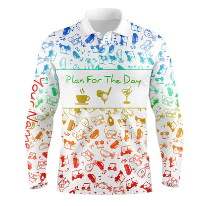 Rainbow gradient golf pattern Men golf polo shirt custom coffee golf cocktail polo shirts for men NQS6786