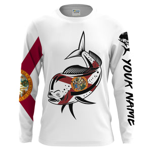 Mahi mahi Fishing Florida Flag patriotic Customize long sleeves fishing shirts NQS2247