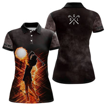 Load image into Gallery viewer, Womens golf polo shirt custom name flame golf ball light golf outfits women, personalized golf gifts NQS6796