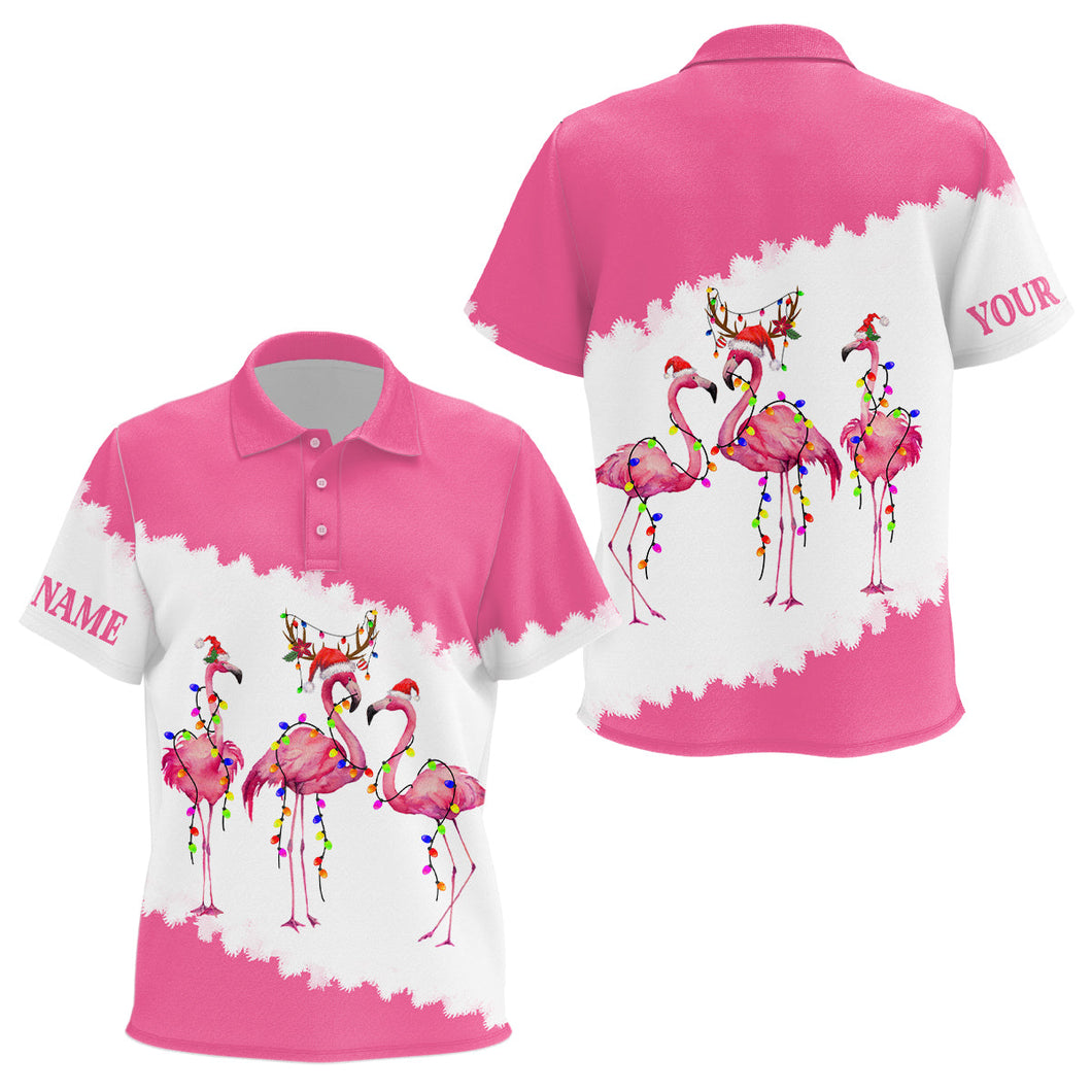 Funny pink Kid Christmas golf polo shirt custom Flamingo golf friend Christmas polo shirt NQS6812