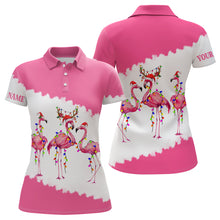 Load image into Gallery viewer, Funny pink Womens Christmas golf polo shirt custom Flamingo golf friend Christmas polo shirts NQS6812