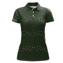 Load image into Gallery viewer, Green Christmas light Womens golf polo shirts custom Womens christmas golf shirt, Xmas golf tops NQS6833