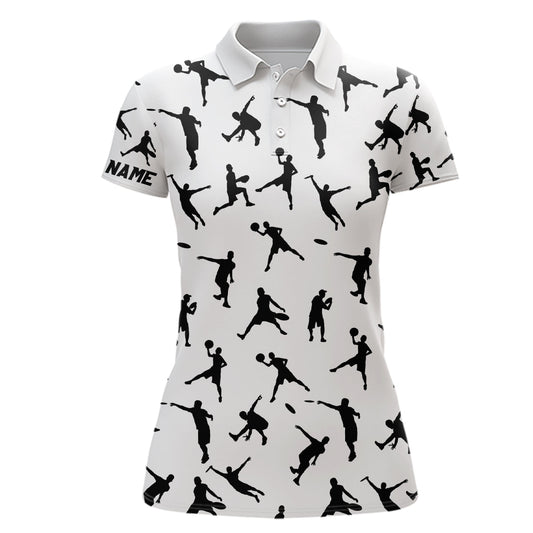 White Women disc golf polo shirt custom disc golf jerseys, disc team golf shirt for womens NQS6418