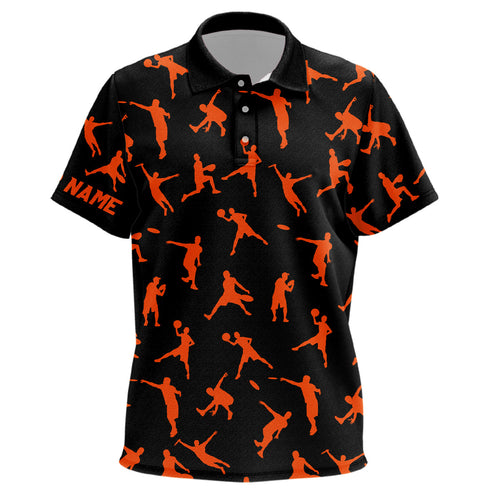 Black and orange Kids disc golf polo shirts custom disc golf jerseys, team disc golf shirt for Kid NQS6419