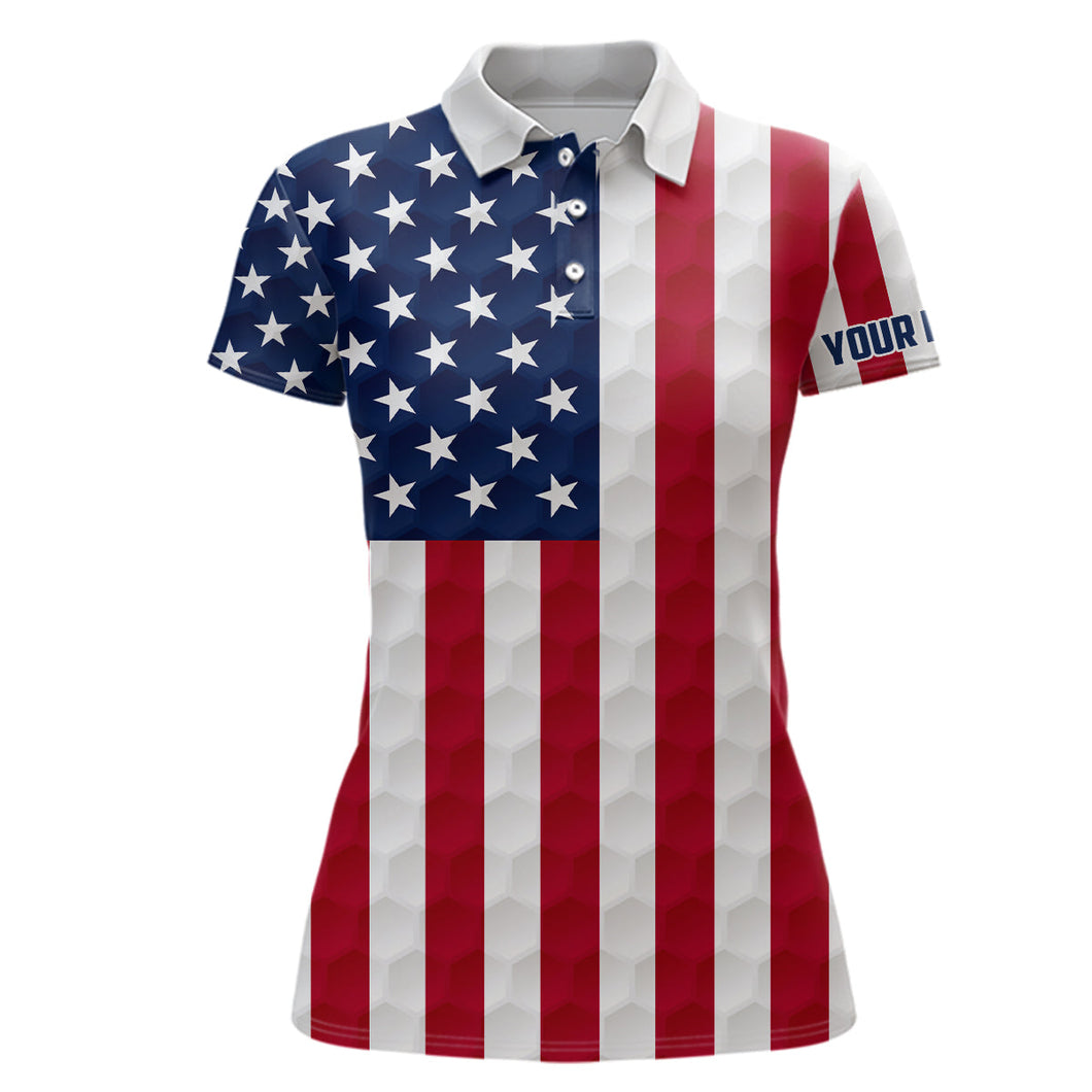 Womens golf polo shirt custom American flag golf ball polos shirt for ladies, patriotic golf gifts NQS6647