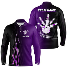 Load image into Gallery viewer, Gradient black purple bowling league jerseys custom Men Bowling Polo Shirt, gifts for bowling team NQS7056