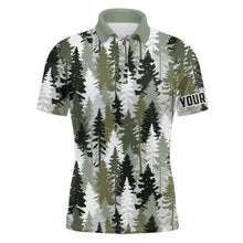 Load image into Gallery viewer, Mens golf polo shirt custom Christmas pine trees camouflage pattern golf shirt for men, golf gifts NQS6662