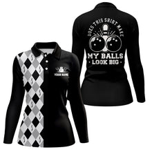 Load image into Gallery viewer, Funny black retro Bowling Polo shirt for women Custom Does this shirt make my balls look big NQS6692