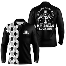 Load image into Gallery viewer, Funny black retro Bowling Polo Shirts for men Custom Does this shirt make my balls look big NQS6692