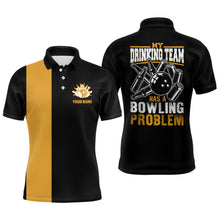 Load image into Gallery viewer, Funny Black yellow retro Bowling Polo Shirts for men Custom My drinking team has a bowling problem NQS6694