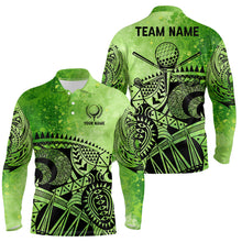 Load image into Gallery viewer, Mens golf polo shirts custom name tribal pattern men&#39;s golf polos, best mens golf wears | Green NQS6928