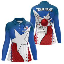 Load image into Gallery viewer, Texas flag retro bowling polo shirts for women custom team shirts bowling jerseys, gifts for bowlers NQS6934