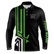 Load image into Gallery viewer, Mens golf polo shirts custom black team golf shirts, custom polo jerseys mens green golf shirts NQS7098