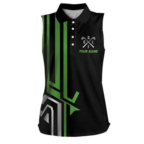 Womens sleeveless polo shirt custom black team golf shirts, polo jerseys womens green golf shirts NQS7098