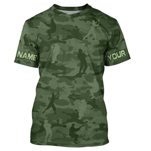 Personalized green fishing camo Performance long sleeve Fishing Shirts, team fishing tournament jersey NQS6943