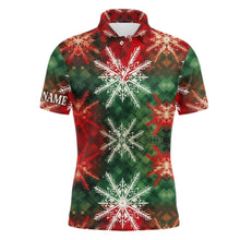 Load image into Gallery viewer, Mens golf polo shirt custom Christmas snowflake plaid pattern, Xmas gift for golf lovers NQS6782