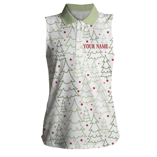 Womens sleeveless golf polos custom Winter christmas themed pattern, christmas polo shirts for ladies NQS6784