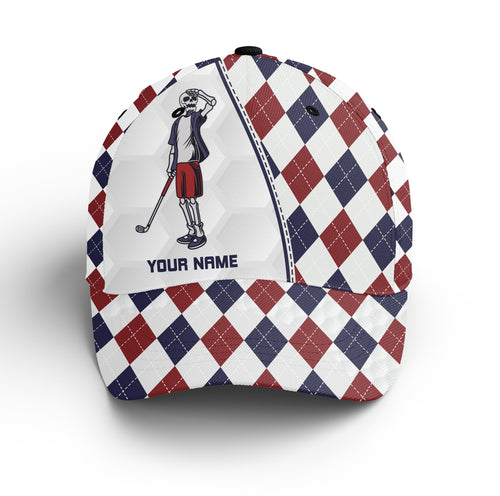 Red white and blue Golfer hat custom name skull golf hats Unisex Baseball men golf hats, golfing gift NQS6609
