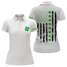 Load image into Gallery viewer, Womens golf polos shirts custom American flag green shamrock st patrick&#39;s day patriotic women golf top NQS7041