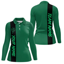 Load image into Gallery viewer, Black and green Retro Lucky Women bowling polo shirt Custom St Patrick Day team league bowling jerseys NQS7044