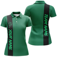 Load image into Gallery viewer, Black and green Retro Lucky Women bowling polo shirt Custom St Patrick Day team league bowling jerseys NQS7044