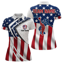 Load image into Gallery viewer, American flag retro Bowling Shirts For Women Custom Patriotic Bowling Team League Jerseys Polo Shirts NQS6549