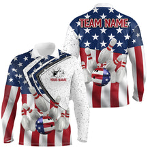 Load image into Gallery viewer, American flag retro Bowling Shirts For Men Custom Patriotic Bowling Team League Jerseys Polo Shirts NQS6714