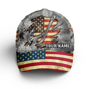 American flag fish hook fishing camo Custom fishing hat Adjustable Unisex Fishing Baseball Angler flag hat cap NQS2532