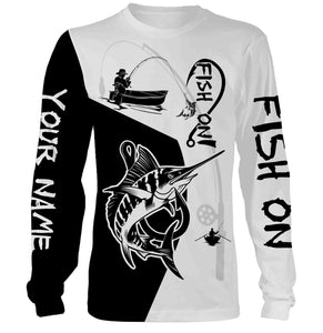 Marlin Fish On Custome Name 3D All Over Printed Shirts For Adult And Kid Personalized Fishing gift NQS358